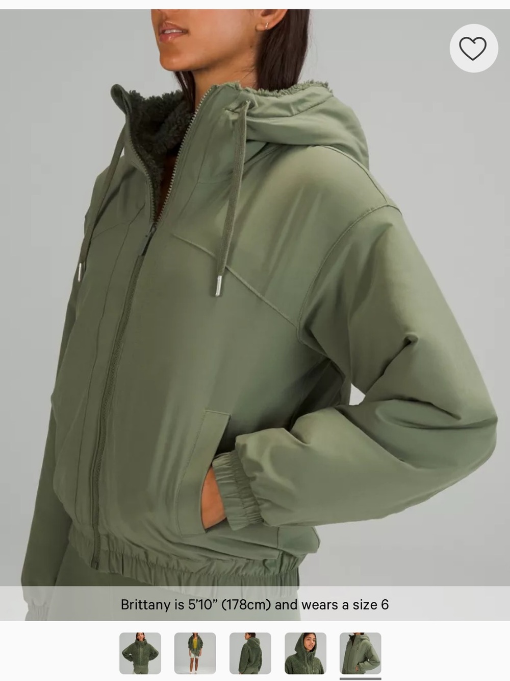 Lululemon Reversible Jacket Olive Green Sherpa Small - Picture 3 of 12